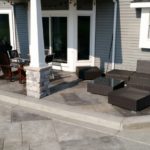 decorative concrete patio with stamping and color staining